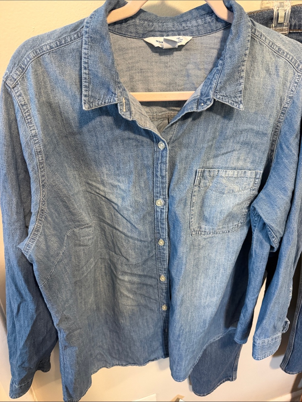 Old Navy- Light Blue Denim Shirt - Women's Casual Button-Up
